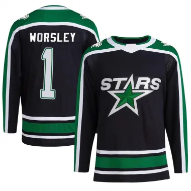 Black Men's Gump Worsley Authentic Dallas Stars Reverse Retro 2.0 Jersey