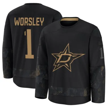 Black Men's Gump Worsley Premium Dallas Stars 2024 Military Appreciation Practice Jersey