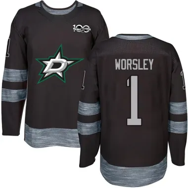 Black Youth Gump Worsley Authentic Dallas Stars 1917-2017 100th Anniversary Jersey