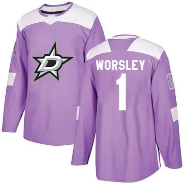 Purple Men's Gump Worsley Authentic Dallas Stars Fights Cancer Practice Jersey