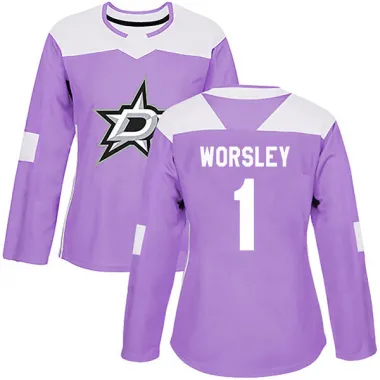 Purple Women's Gump Worsley Authentic Dallas Stars Fights Cancer Practice Jersey