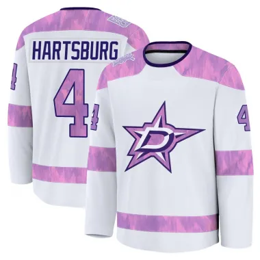 White Men's Craig Hartsburg Premium Dallas Stars 2024 Hockey Fights Cancer Practice Jersey