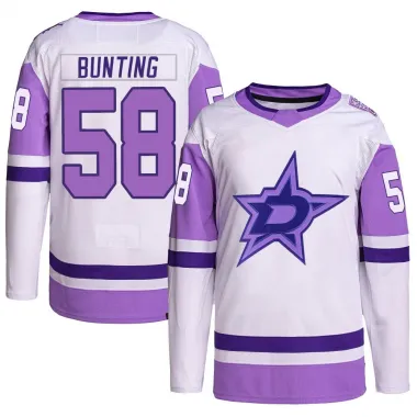 White/Purple Men's Michael Bunting Authentic Dallas Stars Hockey Fights Cancer Primegreen Jersey